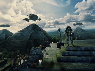 Group people stone structure sky - carel willink free wallpaper