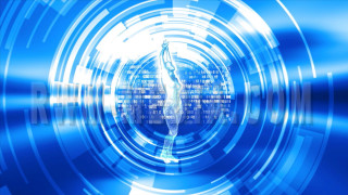 Person standing blue tunnel light - les automatiste free wallpaper for desktop