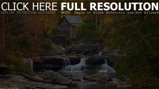 Waterfall house background caption image - american impressionism free wallpaper