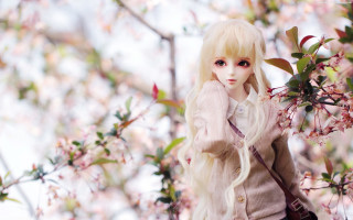 Doll tree pink flowers handbag - a statue free wallpaper