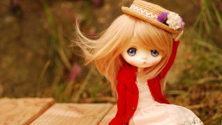 Doll hat dress table grass - outside free wallpaper