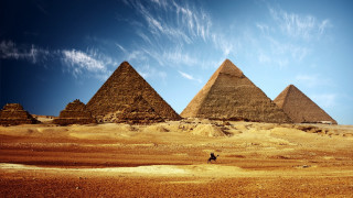 Pyramids desert sky person walking - the foreground free wallpaper
