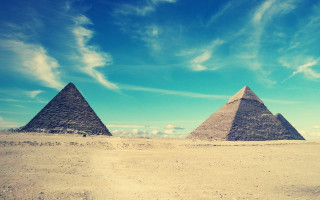 Pyramids desert blue sky clouds 6 - egyptian art free wallpaper