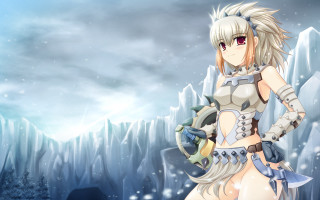 Woman snowy mountain sword armor - a white outfit free wallpaper for desktop