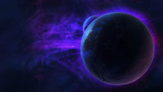 Blue purple planet star background - a black circle free wallpaper