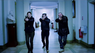 Three people hallway guns holding - one person free wallpaper for desktop