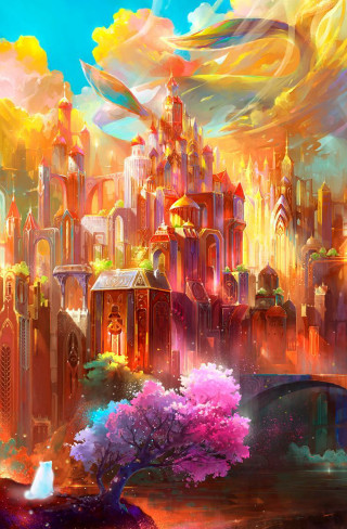 City bridge trees foreground river - rossdraw global illumination free wallpaper for mobile