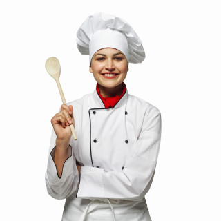 Woman chef outfit wooden spoon - professional free wallpaper for tablet