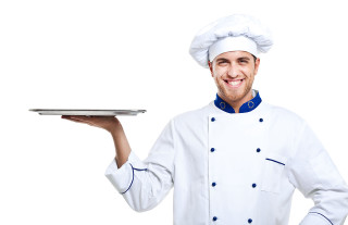 Man chef outfit holding silver - bourgeoi free wallpaper