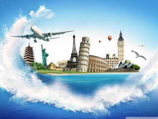 City plane statue liberty background - a picture of a city free wallpaper