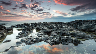 Rocky beach sunset reflection clouds - dave allsop free wallpaper for desktop