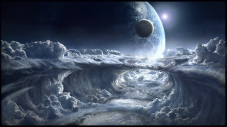 Planet sky moonlight clouds starry - a view of a planet free wallpaper