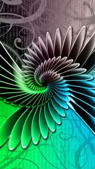 Colorful flower swirly design spirals - computer graphic free wallpaper for mobile