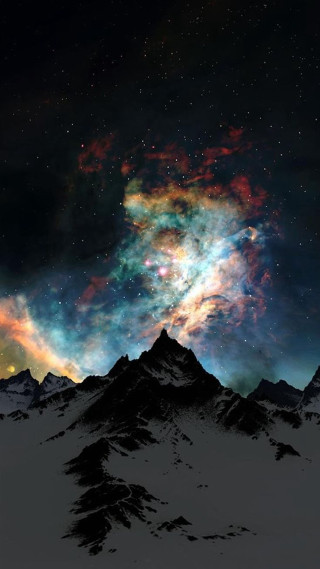 Mountain sky stars colorful clouds - night sky free wallpaper for mobile