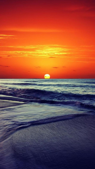 Sunset ocean red sky sun 2 - free sunset wallpaper for mobile