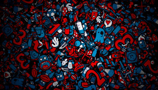 Colorful painting variety blue red - kaw free wallpaper