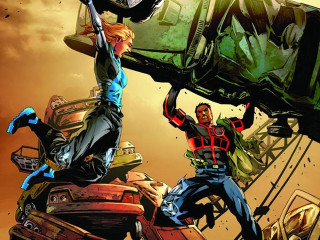 Man holding giant object suit - comic cover art free wallpaper