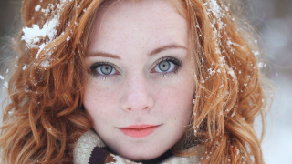 Woman red hair blue eyes 17 - perfect eye free wallpaper