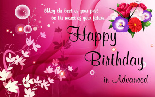 Pink birthday card flowers bubbles 2 - spanish free wallpaper