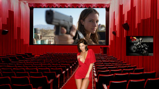 Woman red dress gun movie - a red dress holding free wallpaper for desktop