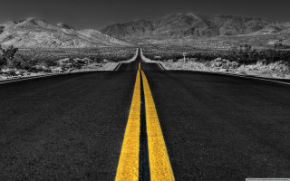 Black white road yellow lines - yellow line free wallpaper