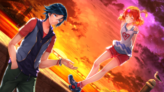 Anime couple sunset clouds red - rossdraw global illumination free wallpaper