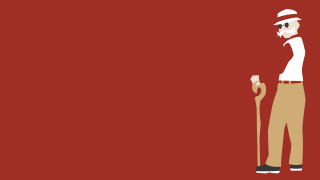 Man cane hat red background - a minimalist painting free wallpaper for desktop