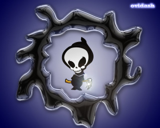 Skeleton knife hole blue background - 2 d game art free wallpaper for desktop