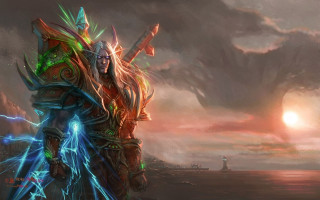 Man sword giant water lightnings - alex horley free wallpaper for desktop