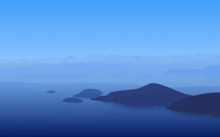Blue sky mountains water plane - eyvind earle free wallpaper