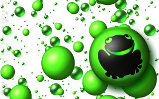 Green frog bubbles white background - a green frog free wallpaper