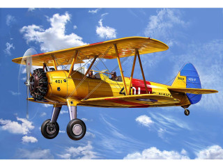 Yellow biplane blue sky clouds - alson s. clark free wallpaper for desktop