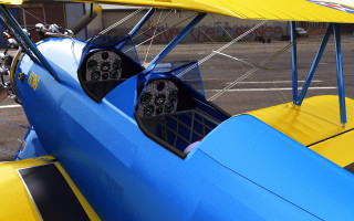 Blue yellow airplane propeller man - airplane free wallpaper