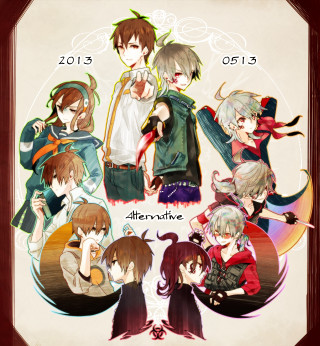 Anime group different outfits hair - visual free wallpaper for tablet