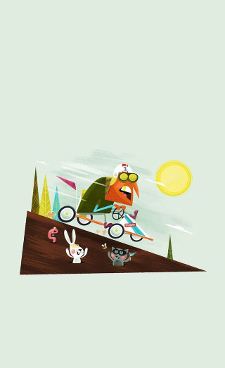Cartoon car driving hill bunny - the front free wallpaper for mobile