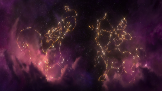 Space scene purple yellow black - a blue border free wallpaper for desktop