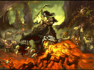 Woman riding horse fire demon - chris rahn free wallpaper