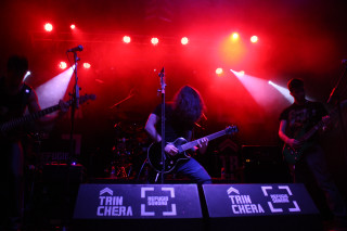 Band playing red lights guitar - behance hd free wallpaper