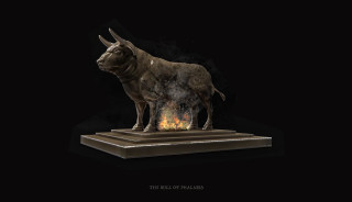 Bull statue pedestal flame back - a flame free wallpaper for desktop