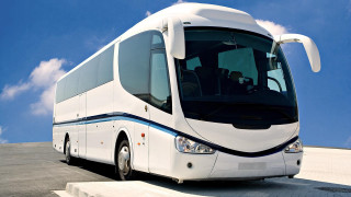 White bus cement slab parking - free technology wallpaper for desktop