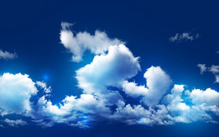 Blue sky clouds plane sun - free sky wallpaper