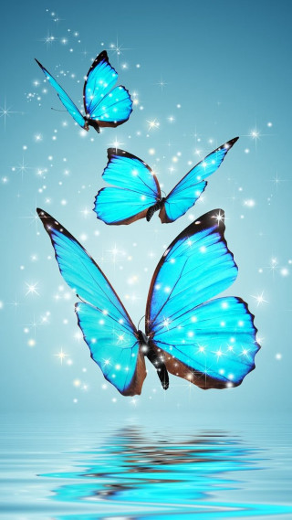 Blue butterflies flying water sparkles 3 - claire dalby free wallpaper for mobile