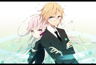 Anime characters arms around each 3 - a tie free wallpaper