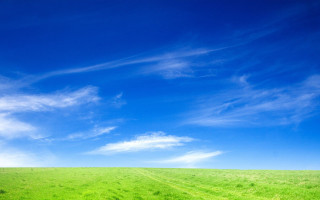 Green field blue sky clouds 25 - a bench in the middle of the field free wallpaper
