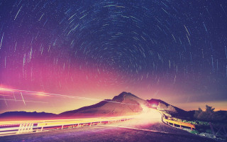 Long exposure road mountain star - astrophotography free wallpaper