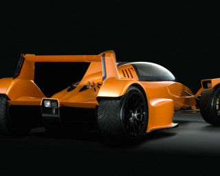 Orange race car dark room - concept design free wallpaper