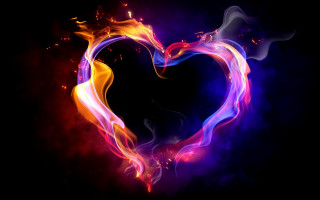 Heart smoke flames black background - an airbrush painting free wallpaper for desktop