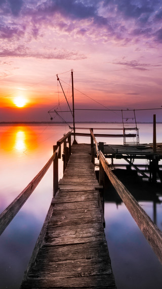 Dock fishing pole boat water - free sunset wallpaper for mobile