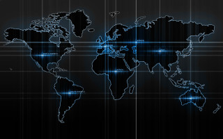 Blue black world map hologram - white dot free wallpaper