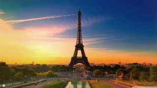 Eiffel tower paris sunset reflection - paris school free wallpaper